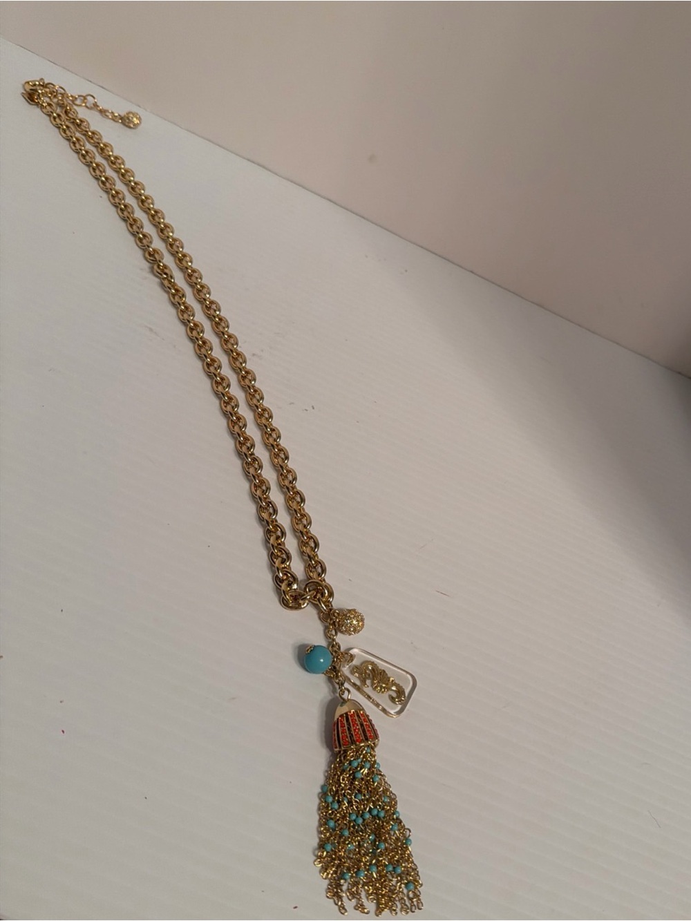 Lily Pulizter Gold Seahorse Tassel Necklace